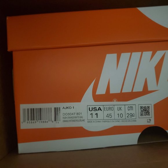 JORDAN AJKO 1 \'RUSH ORANGE\' DO5047-801 SIZE 11 Brand new with box main image 4